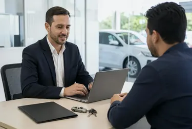 Profissional revisa documentos para licenciamento de veículo em Belford Roxo.
